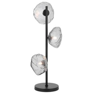 Telbix Zecca Contemporary Table Desk Lamp Light Metal Glass Smoke Black Gloss
