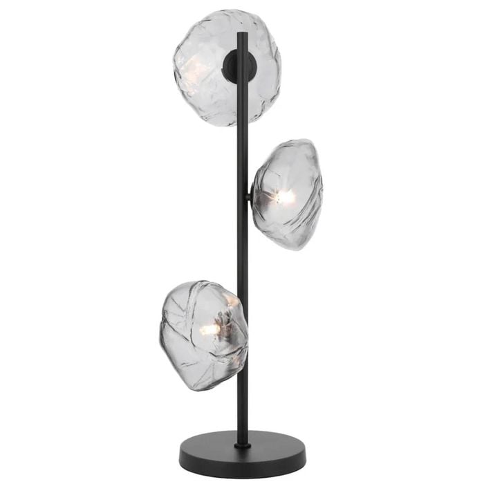 Telbix Zecca Contemporary Table Desk Lamp Light Metal Glass Smoke Black Gloss