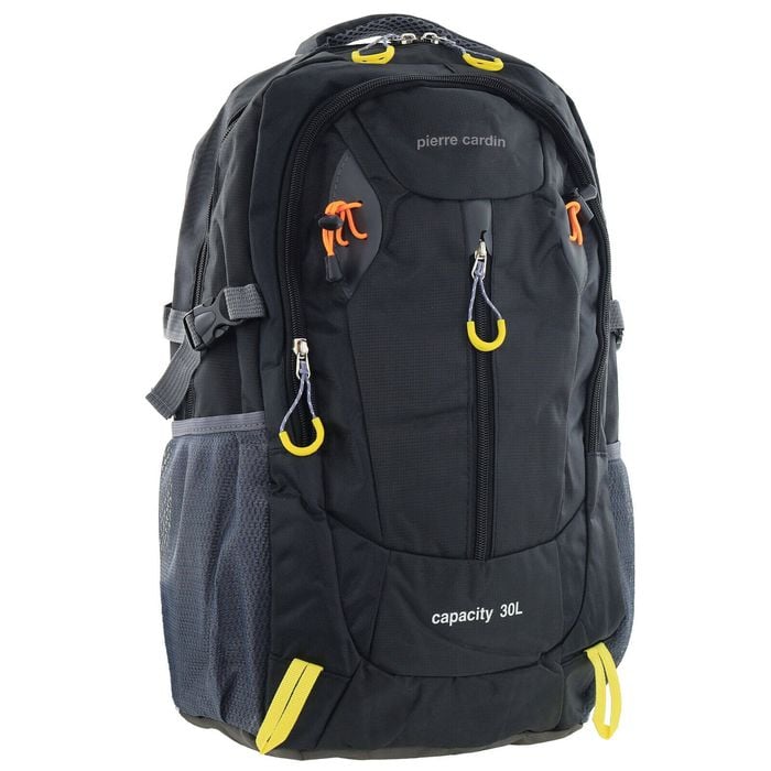 Pierre Cardin s 30L Nylon Adventure Travel Hiking Backpack  in Black