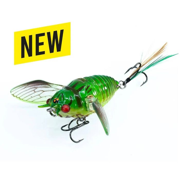 Chasebaits Ripple Cicada 43mm Soft Plastic Topwater Fishing Lure 08 Green Grocer