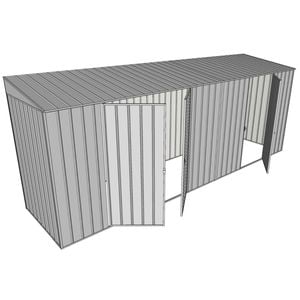 Build-A-Shed 1.2 x 5.2 x 2.0m Skillion Double with Single Hinged Side Doors Shed - Zinc