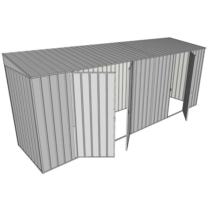 Build-A-Shed 1.2 x 5.2 x 2.0m Skillion Double with Single Hinged Side Doors Shed - Zinc