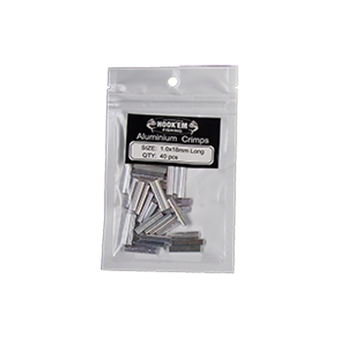 Hook'Em Aluminium Fishing Crimp 40 Pack 1.0mm x 18mm