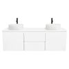 CIBO 1500mm White Nordic Wall Hung Double Bathroom Vanity With White Countertop Basins
