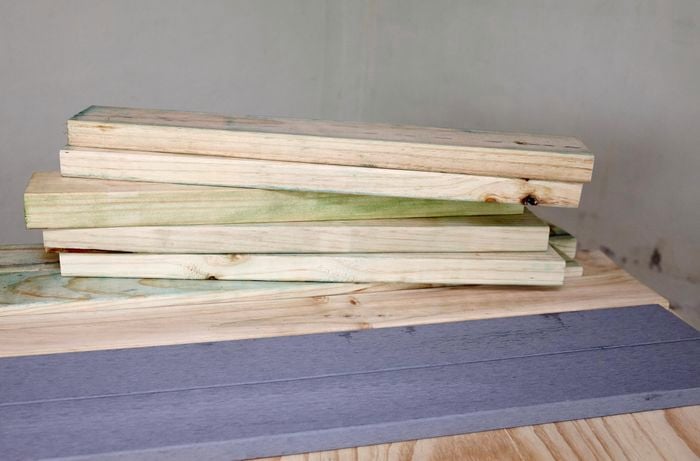 Lengths of treated pine and decking cut to length
