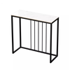 P&P White Grey Modern Narrow Console Table With Black Metal Frame And Marble Top