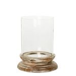 Belle Brodie Glass Hurricane Candle Holder w/ Wooden Base 30cm - Natural