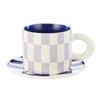 Emporium Check Mug & Plate Set - Purple/blue