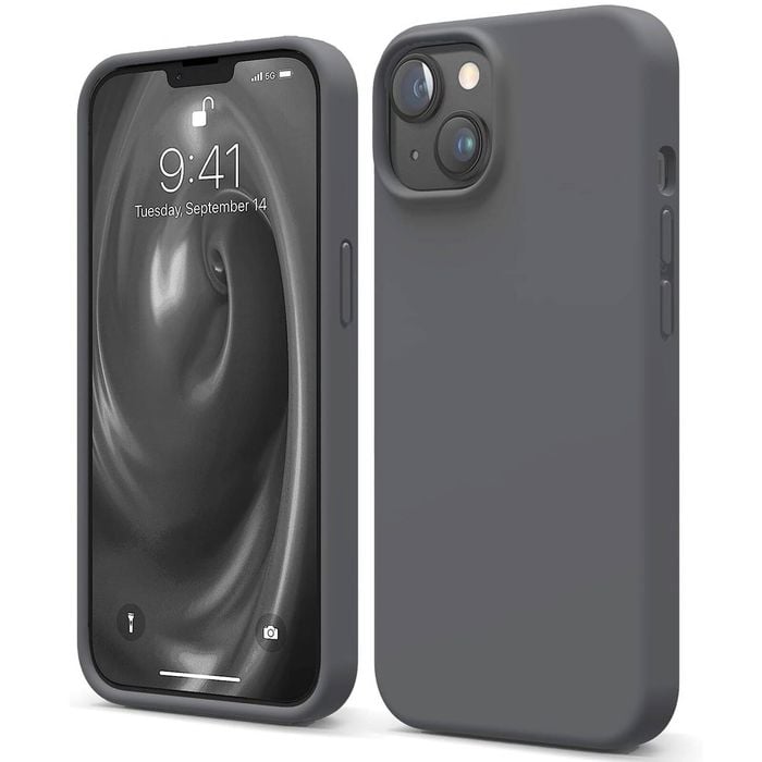 Silicone Phone Case For iPhone 13 Shockproof Microfiber Lining - Carbon Grey