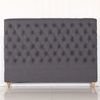 Bed Head King Size French Provincial Headboard Upholsterd Fabric Charcoal