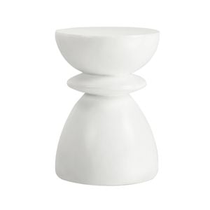 Oikiture Side Table Round Coffee End Stool Bedside Stand Stone Patio Garden White