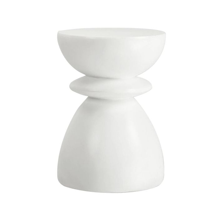 Oikiture Side Table Round Coffee End Stool Bedside Stand Stone Patio Garden White