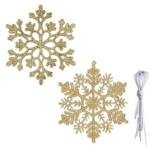Catzon 30Pcs Christmas Glitter Snowflake for Xmas Trees-Gold