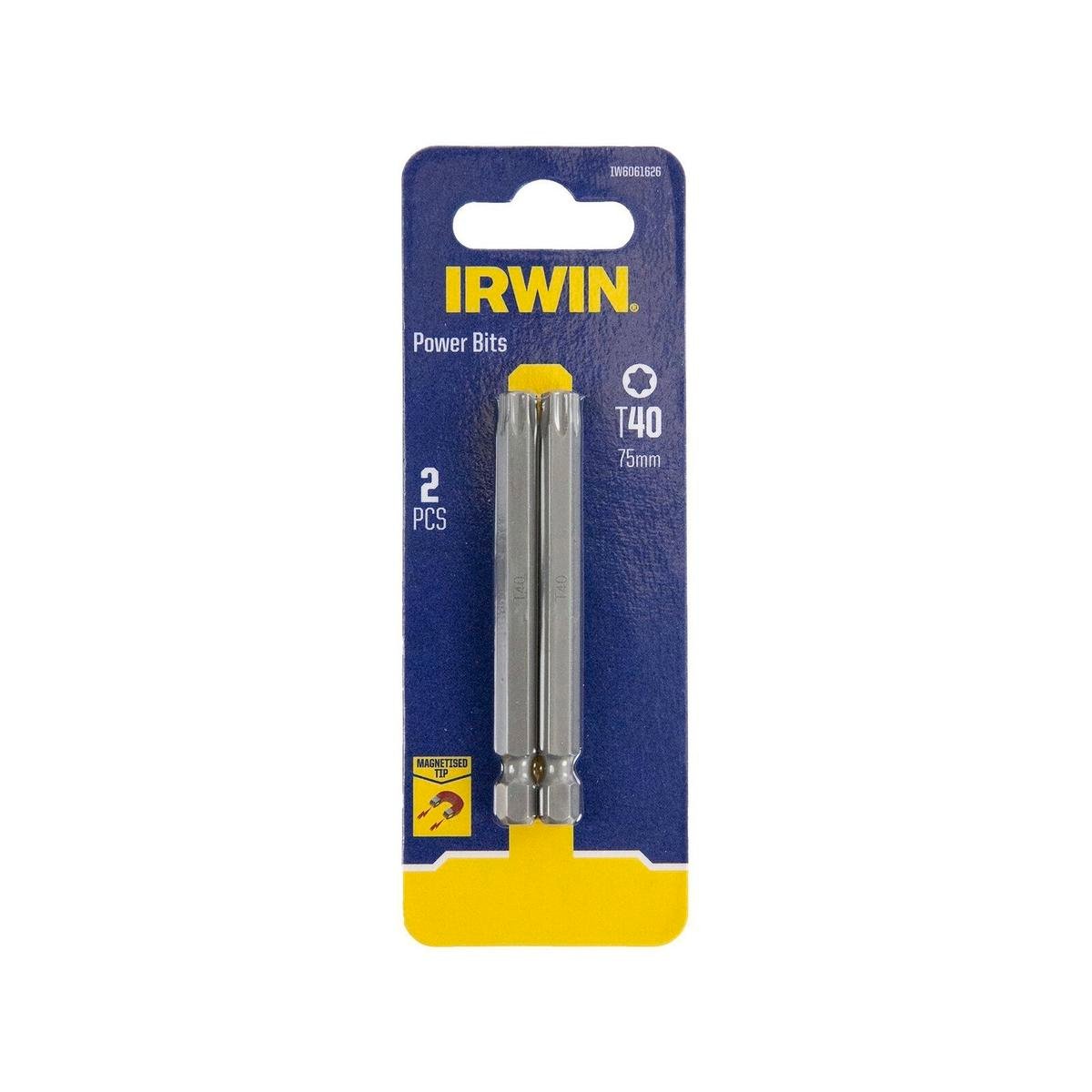 IRWIN 75mm T40 Magnetic Power Bit 2 Pack Bunnings Australia