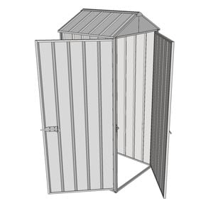Build-a-Shed 0.8 x 0.8 x 2.1m Gable Single Hinged Door Shed with Single Hinged Side Door - Zinc