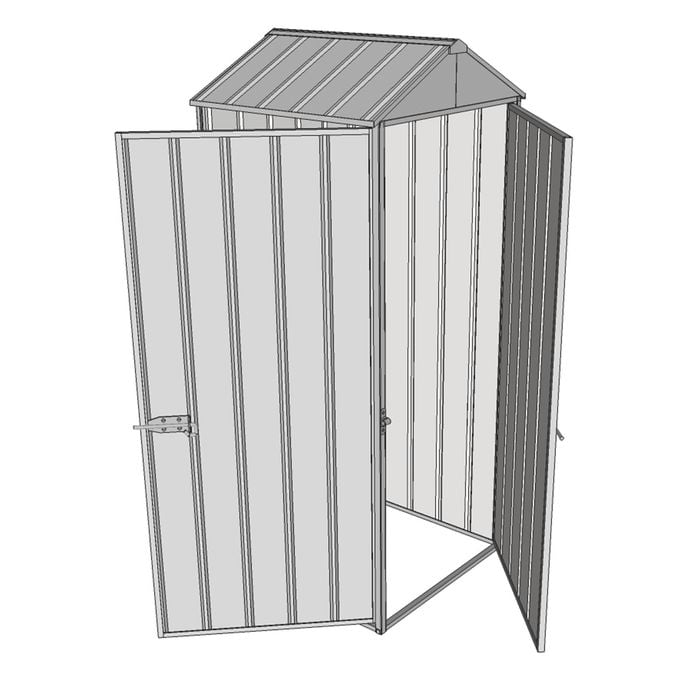Build-a-Shed 0.8 x 0.8 x 2.1m Gable Single Hinged Door Shed with Single Hinged Side Door - Zinc