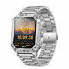 Smart Watch 1400mah Battery Outdoor Fitness Tracker Ip68 Waterproof Bluetooth Call Sos Flashlight Steel Silver