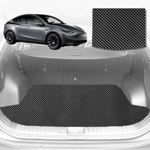 6D Diamond Car Boot Mat for Tesla Model Y 2022-Current-upper+lower-Cargo Mat-Black-Outback GT