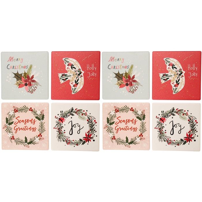 2x 4pc LVD Coasters Scandi Christmas Decorative Barware/Serveware Home Kitchen