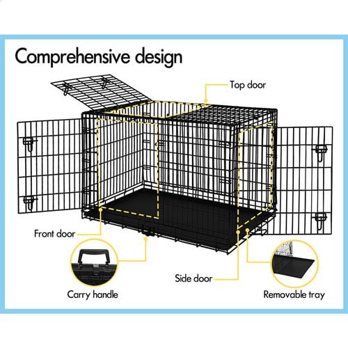 BEASTIE 30 Inch Dog Cage Foldable Metal Cat Puppy Pet Crate Bunnings Australia