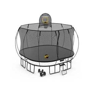 Springfree Large Square Trampoline 11 ft - Moving Accessory Bundle Basketball Hoop, Ladder and Wheels