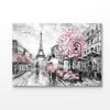 Couple Painting Walking Near Eiffel Tower Print 100% Australian Made 180x120cm (Stretched Canvas)