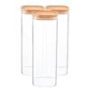 Argon Tableware 3x Glass Storage Jars With Airtight Wooden Lids - 2.2l - Square Cube Kitchen Storage Container Preserving Jars