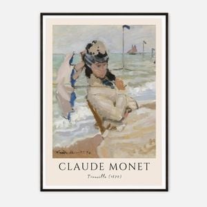 Galrie Claude Monet's Trouville Art Print Classic Impressionist Beach Scene Home Decor, Black Frame, 50 x 70cm (20 x 28inch)