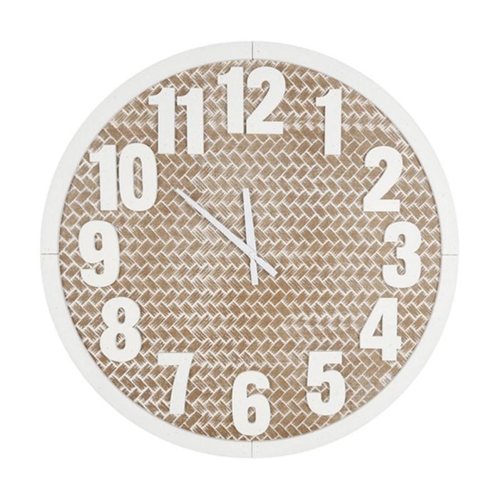 Maine & Crawford Logan Number MDF 60cm Analogue Wall Clock Hanging White/Natural