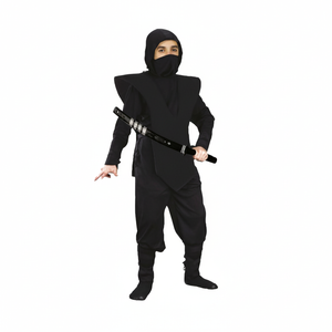More Than Party Kids Ninja Costume Complete Ensemble w/ Hood Mouth Cover 10-12y