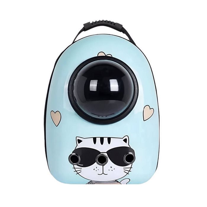 Anypet Blue Cat Print Space Capsule Pet Carrier – Breathable Travel Bag For Small Pets