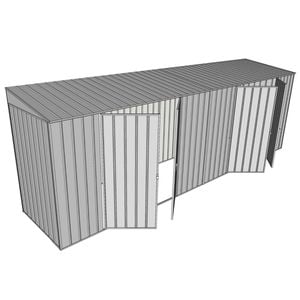 Build-A-Shed 1.2 x 6.0 x 2.0m Skillion Dual Double Hinged Side Doors Shed - Zinc