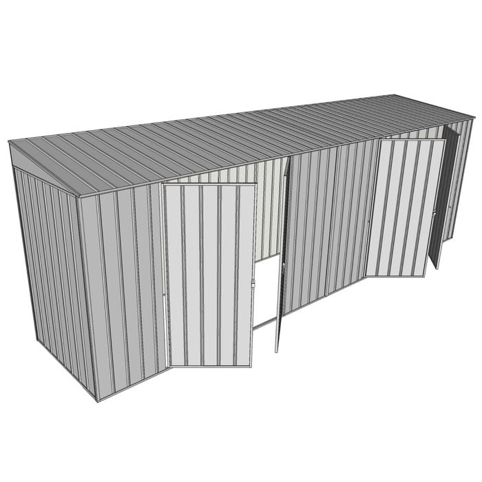 Build-A-Shed 1.2 x 6.0 x 2.0m Skillion Dual Double Hinged Side Doors Shed - Zinc