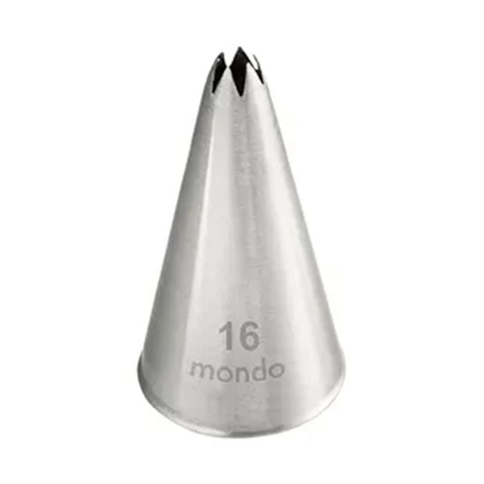 Mondo Stainless Steel #16 Star Piping Tip Icing Cake Decorating Nozzle Silver