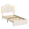 Ufurniture Adjustable Headboard Bed Frame with Drawer and Sockets King Single Beige
