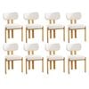 Oikiture Set Of 8 Dining Chairs Linen Fabric Kitchen Chair Padded Seat Beige