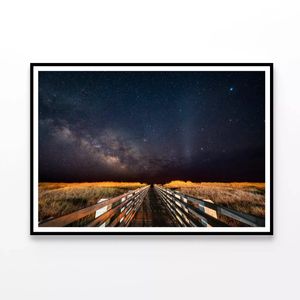 Wooden Bridge, Meadow under Sky   Print 100% Australian Made 90x60cm  (Poster)