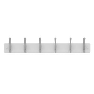 Mode Perma 6 Brushed Nickel Hooks On White Board Hat And Coat Rack