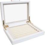 LVD MDF Glass 20x15.5cm Jewellery Ring Box Storage Rectangle - White