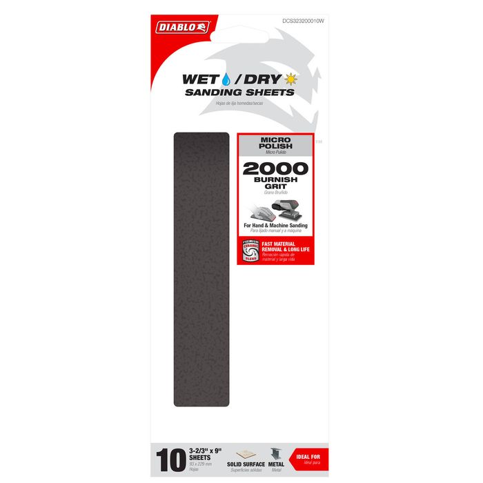 Diablo 93 x 229mm 2000 Grit Wet/Dry Sanding Sheet - 10 Pack