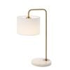 Telbix Ingrid Modern Table Desk Lamp Light Marble Metal Fabric Ivory White Marble Antique Gold