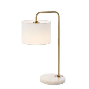 Telbix Ingrid Modern Table Desk Lamp Light Marble Metal Fabric Ivory White Marble Antique Gold