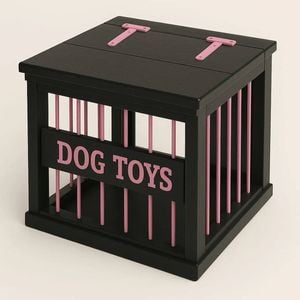 Paws and Willow Night Sky with Pink Hardware Wooden Dog Toy Storage Box