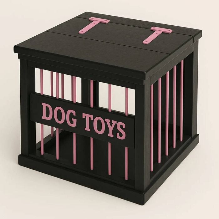 Paws and Willow Night Sky with Pink Hardware Wooden Dog Toy Storage Box