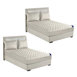 SOGA 2 Pack White King Cross-Hatch Quilted Mattress Cover Sets with 4 Pillowcases