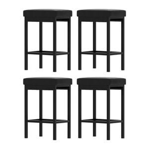 A Set of 4 Artiss Metal Bar Stools PU Seat Dining Counter Chairs
