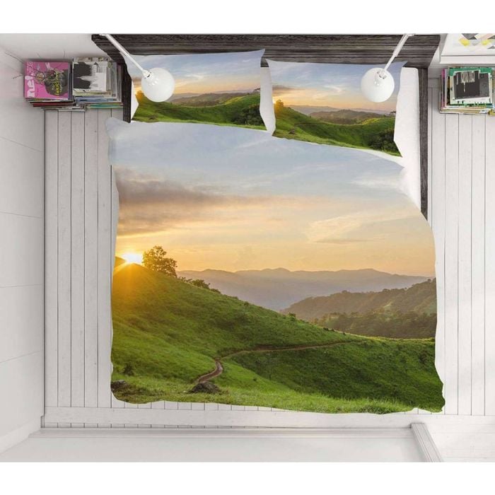 3D Prairie Mountains 58 Bed Pillowcases Quilt King Size