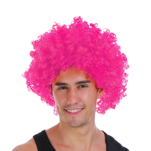 s DELUXE AFRO WIG Curly Hair Costume Party Fancy Disco 70s 80s Dress Up Hot Pink