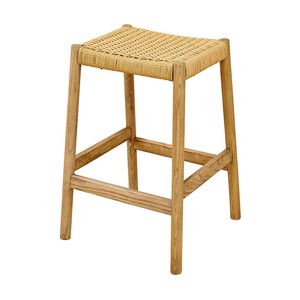 1825 Interiors Husk Breakfast Stool Regal Solid Elm Wood Woven Paper Rope Seat