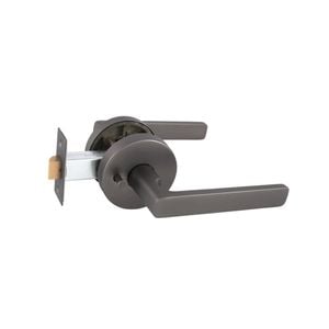 Schlage Graphite Medio Plus Series Rivera Privacy Lever Set with QuickFix